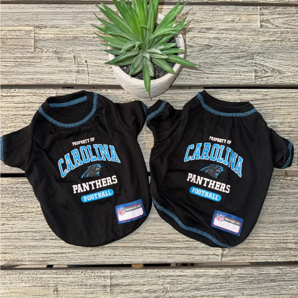 Set of 2 Small NFL Carolina Panthers Dog T-Shirts